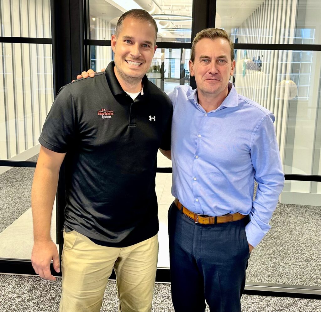 HES co-owner Caleb McCollim pictured with James Hardie CEO Aaron Erter.