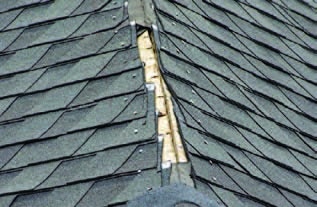 An example of premature roof hip failure due to poor installation